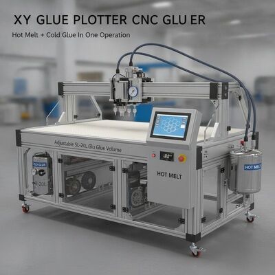 XY 접착기 플롯터 한 작업에서 뜨거운 녹음 및 차가운 접착기를 가진 CNC 접착기, 조정 가능한 5L-20L 접착기 부피 및 1700x2500mm 작업 크기